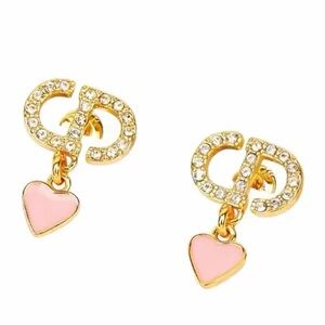 Dior Gold and Pink Heart Earrings